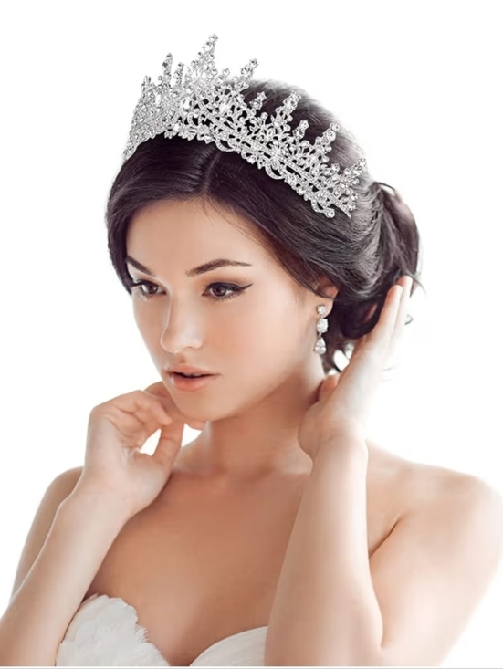 Silver Crystal Tiara Crown - Bridal Headpiece main image 6